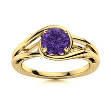 925 Silver Amethyst Gemstone Daughter Solitaire Engagement Ring Jewelry