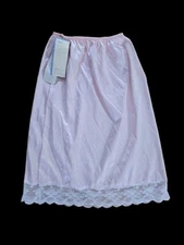 Vintage Wondermaid Extra Stretch Pink Paisley Pattern Lace Half Slip NWT Size LG