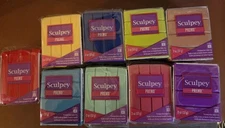 Sculpey polymer clay lot of 18 Beautiful Vibrant Colors. 