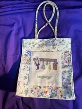 Longaberger Spring Tote or Gift Bag 9x8x4.5" Canvas Floral Vintage Embroidered
