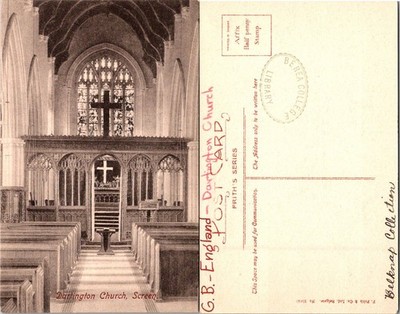 Darrington Church Screen Postcard Friths Series Unposted Sepia Library Stamp