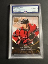Tim Stutzle Signed Skybox Premium Rookie Card PSA/DNA Auto 10 NHL Hockey RC. rookie card picture