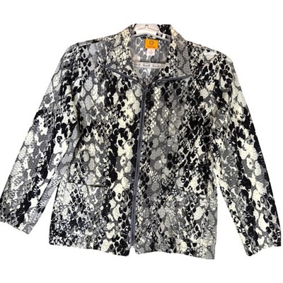 Ruby Rd Snake Print Zip Front Jacket Blazer Womens 16 Sequin Shiny Dressy Y2K