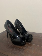 women's luxury, black, red bottoms, stiletto high heels, open toe
