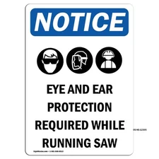 Eye And Ear Protection With Symbol OSHA Notice Sign Metal Plastic Decal