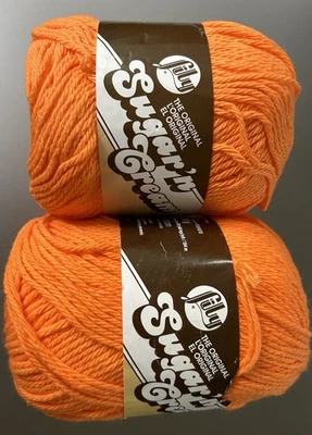 Lot Of 2 Large Lily Craft Sugar N Cream Cotton Yarn Skeins, 8+oz, “Hot Orange” - Image 1 of 4