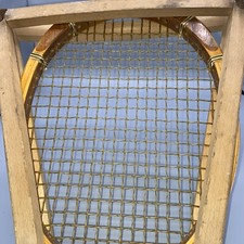 Vintage IMPERIAL, Wood Frame TENNIS RACKET, Leather Wrapped, 27" w/Wood Press