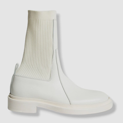 $1250 Jil Sander Women's White Leather Elastic Sock Ankle Boot Shoes Size 36