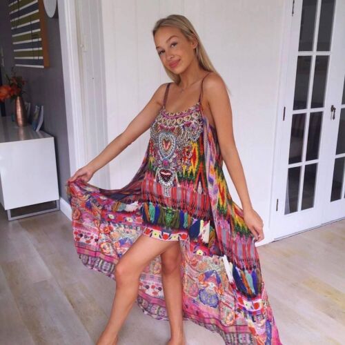 Camilla Franks Tassel Me Chiapas Dress Overlay Floral Embellished Silk Size 3 - Picture 3 of 18