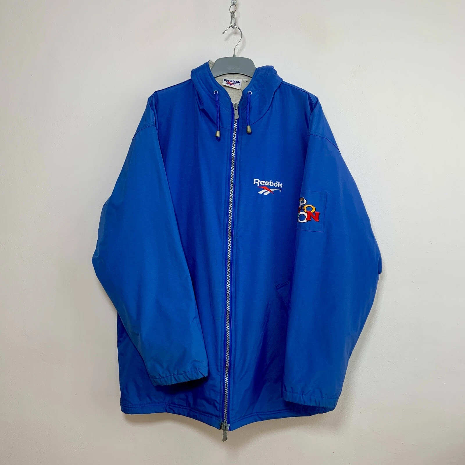 Reebok Vintage Jacket Hooded Full Zip Blue Size L