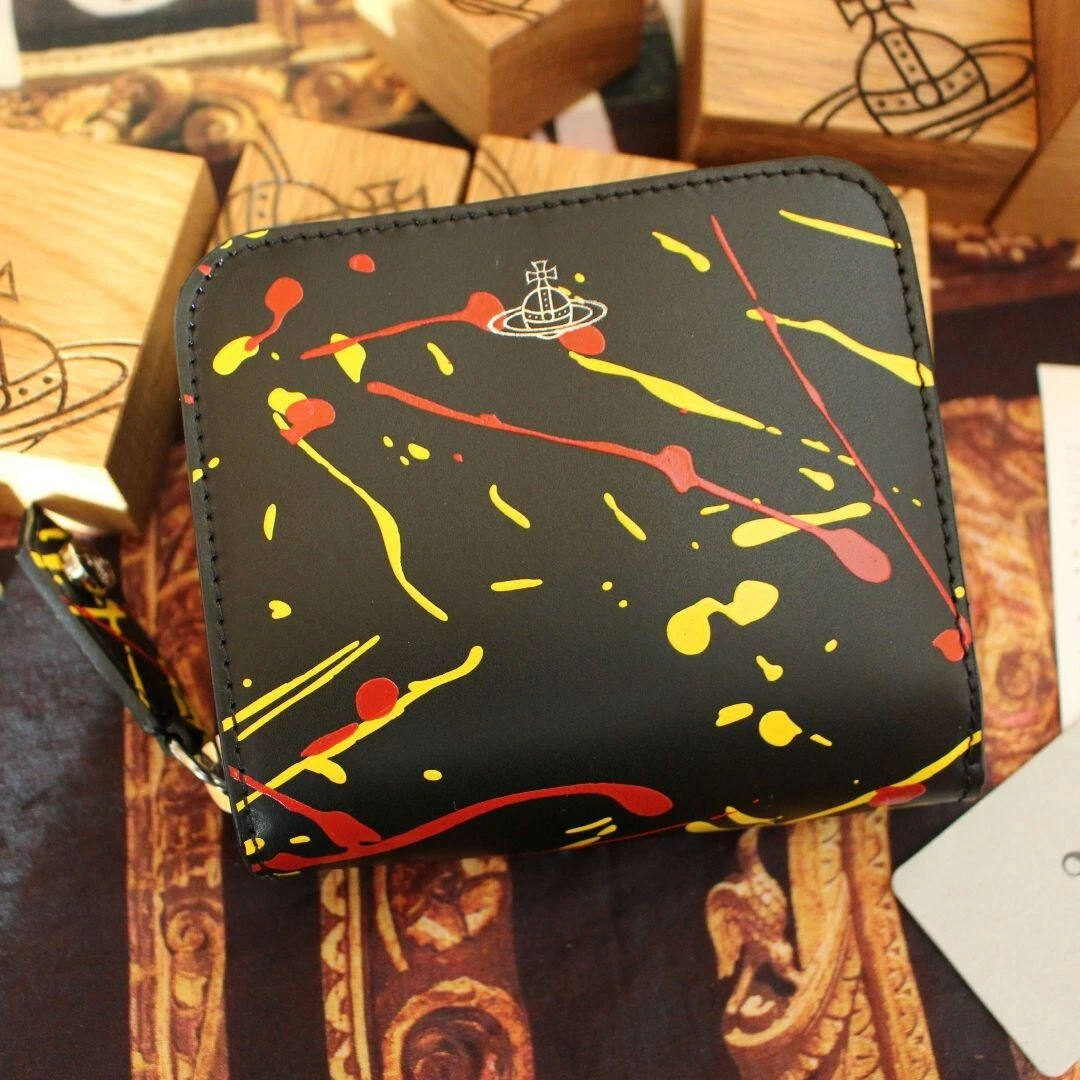 Vivienne Westwood Alex Medium Zip Purse Wallet Leather Black New from Japan