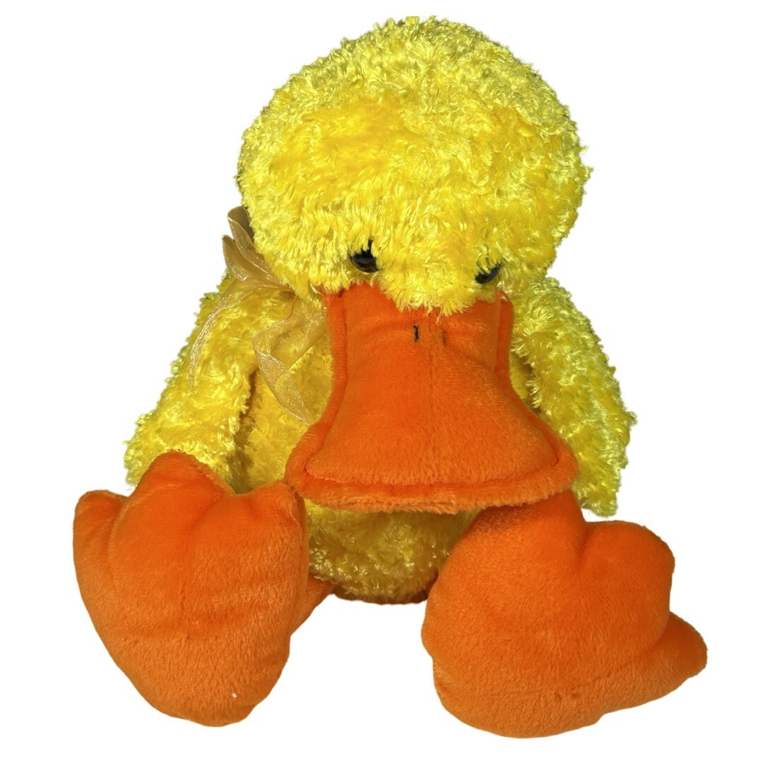 BIG Bright Yellow Ducky Plush 12 in  Easter Stuffed Animal Toy  Floppy. Big feet