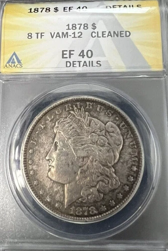 1878 8TF VAM-12 Doubled Motto Morgan Silver Dollar - Extremely Fine XF40 - RARE!