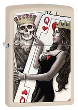 Zippo Windproof Lighter With Skull King and Sexy Queen Beauty, 29393, New In Box