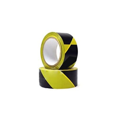 Vinyl Floor Safety Marking Tape, 2'' x 36 yd, 5Mil, PVC, Black/Yellow (24 Rolls)