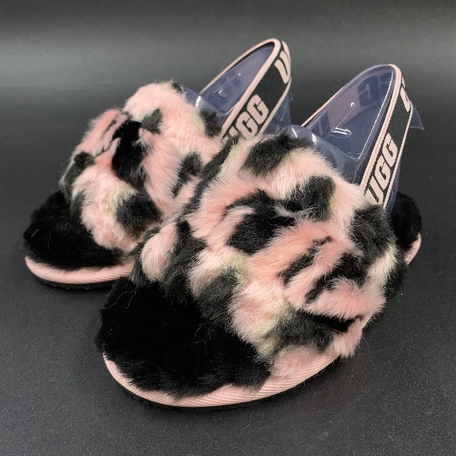 SANDALO PANTOFOLA UGG TODDLER FLUFF YEAH SLIDE TAGLIA 7T ROSA ANIMALIA SLINGBACK
