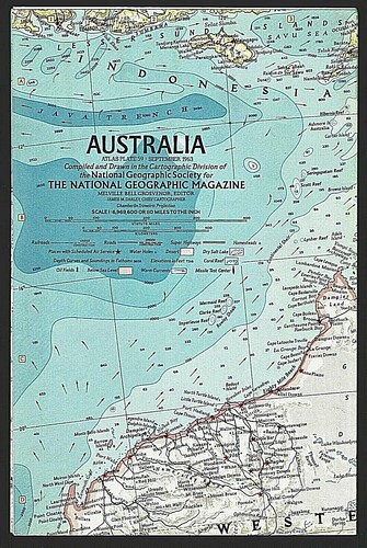 ⫸ 1963-9 September Vintage AUSTRALIA National Geographic Map Home School - A3  
