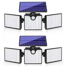 2PCS LED Solar Motion Sensor Light Outdoor Garden Wall Security Flood Lamp NEW