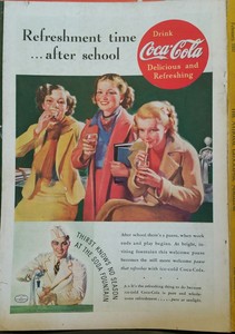 1937 Coca-Cola Soda Damen Sitzender Zähler Brille Von Soda Brunnen Anzeige  | Ebay