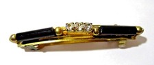 FANCY HAIR CLIP BARRETTE BLACK PLASTIC RHINESTONE ACCENTS