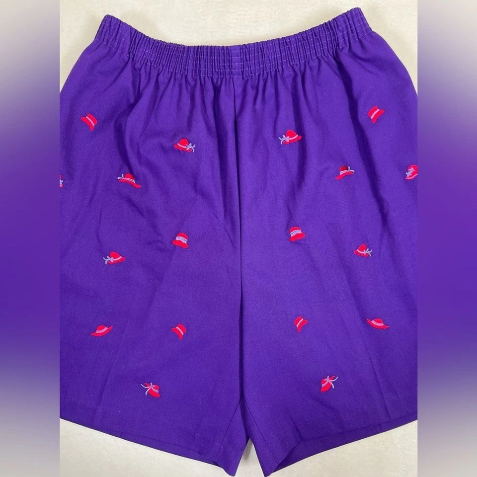 Pantalones Cortos BONWORTH Para Mujer De Colección Sombrero Rojo Sociedad Bordados Tiro Alto Talla M Foto 3 de 4