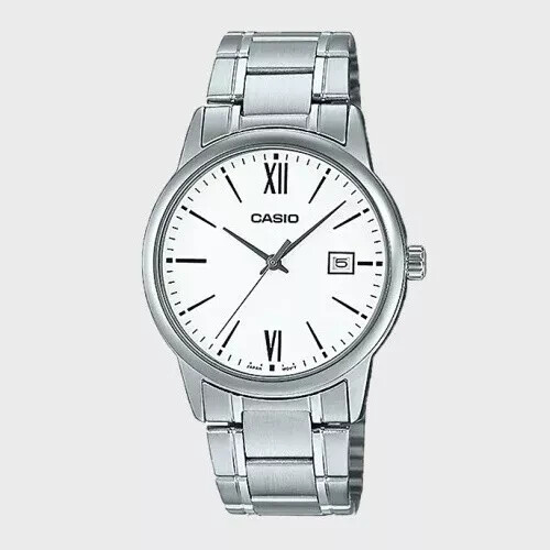 CASIO MTP ホワイト　美品 CASIO Men's Quartz Watch MTP-V002D-7B3 - Stainless Steel Band