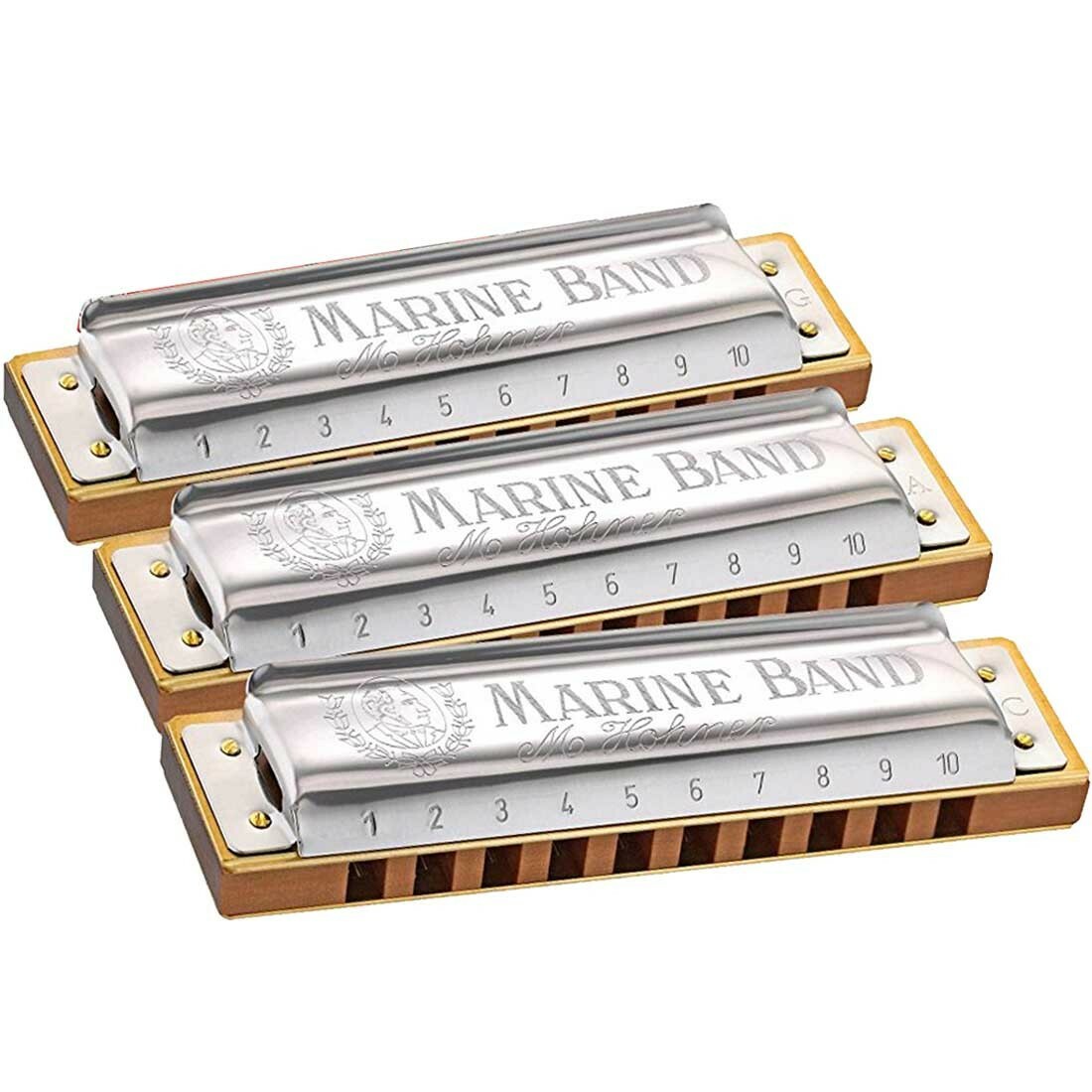 Hohner Marine Band Harmonica Pro Pack Includes 3 Keys C G A