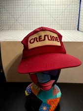 Vintage Red Cresline Patch Hat Red Trucker Hat. Made in the USA