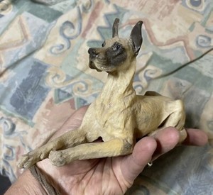 Vintage elegant Cropped Fawn Great Dane figure dog