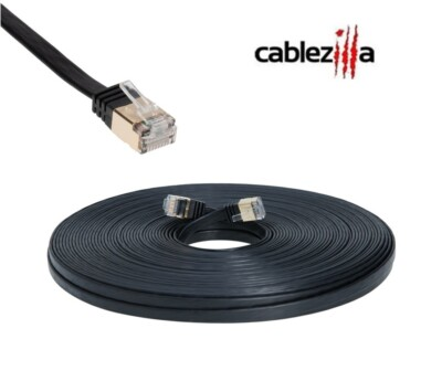 #ad #ad CAT7 Flat SFTP Ethernet Patch Cable 10Gbps Black Cord 6FT 100FT Multi Pack LOT $787.65