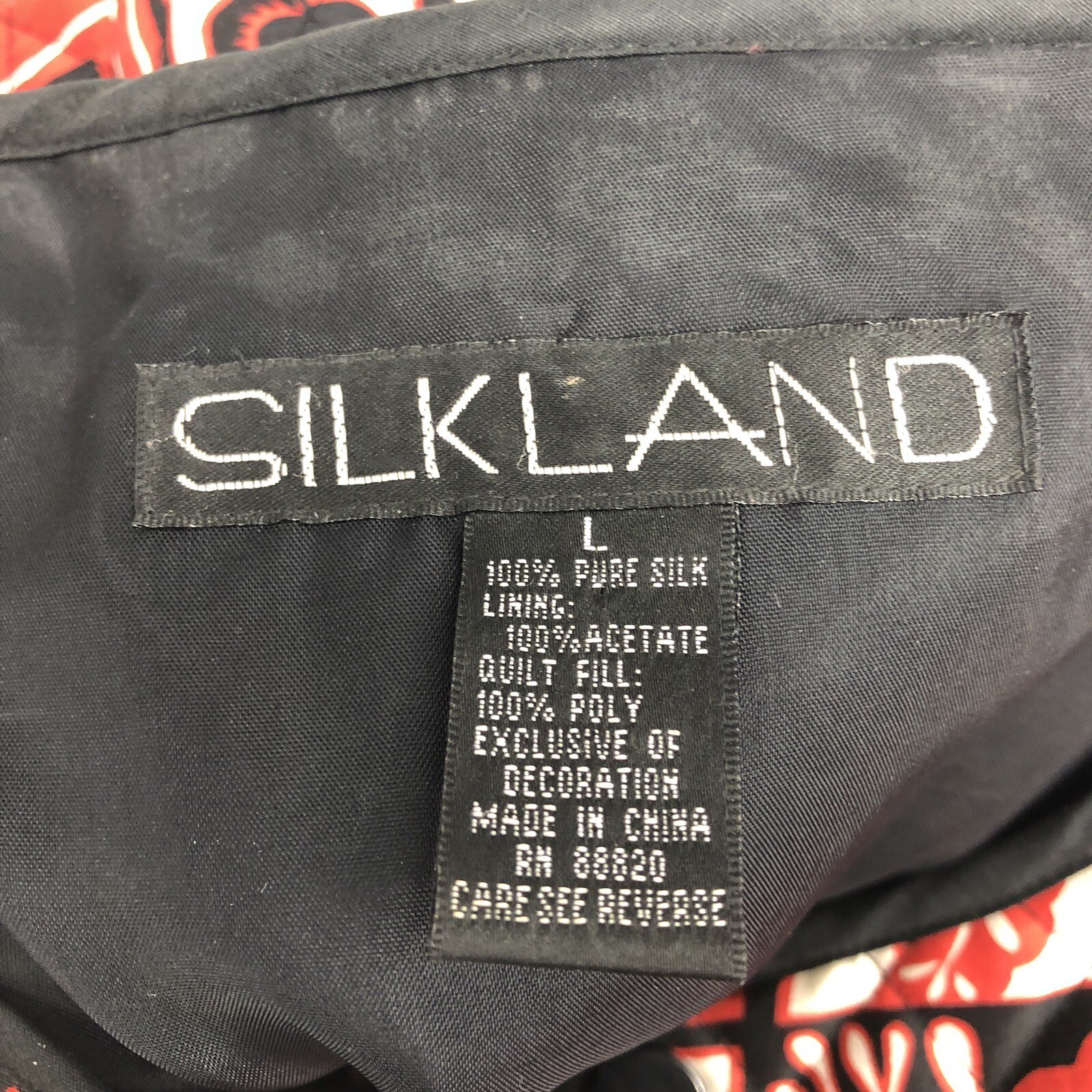 Silkland Red Patchwork Floral Sequin Button Up Qu… - image 4