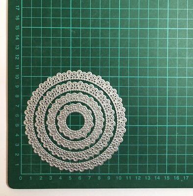 4 Stück Deko Spitzen Kreis Deckchen Stanzen Set - Set 2 - 10,4 x 10,4 cm