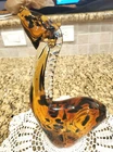 L@@K Vintage Murano Style Art Glass Giraffe 10 Inch Sculpture Amber And Black.