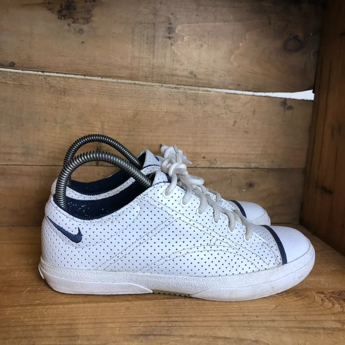 Nike white perforated leather clearance shoes