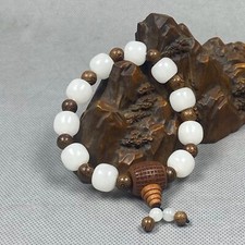 12mm Chinese Natural White Jade Hand-carved Exquisite Bead Bracelets 1025