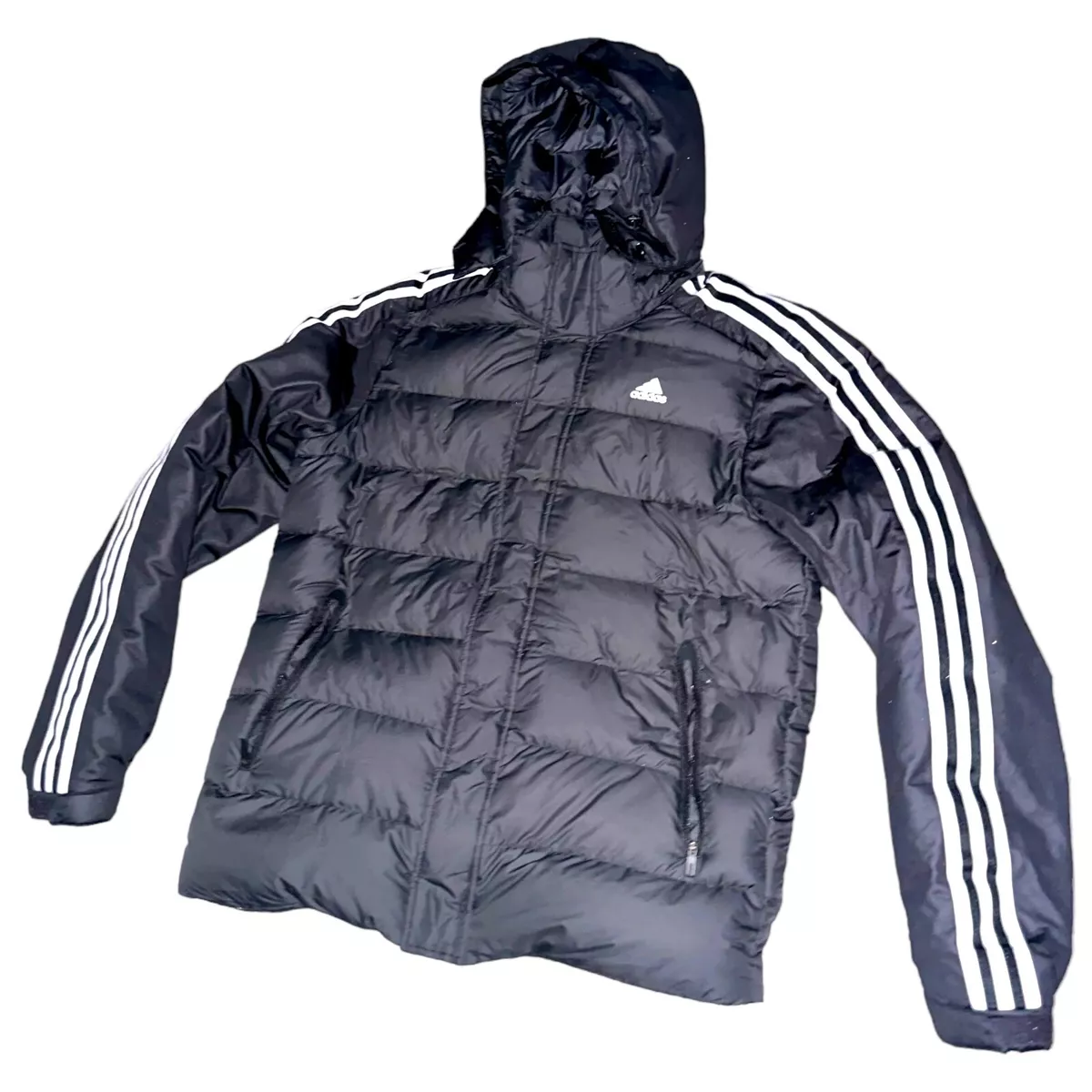 Rare Adidas Nylon Puffer Serrated Jacket Coat Shiny Black Gray ...