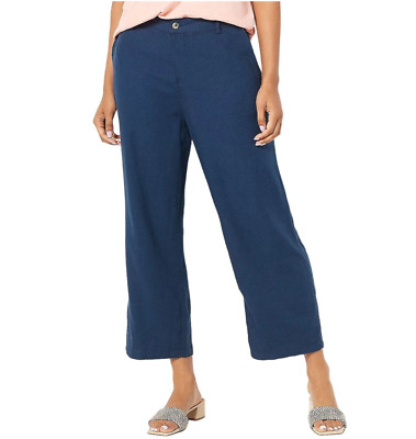 Studio Park x Courtney Khondabi Reg. Linen Blend Pants Navy Reg. 14 491912