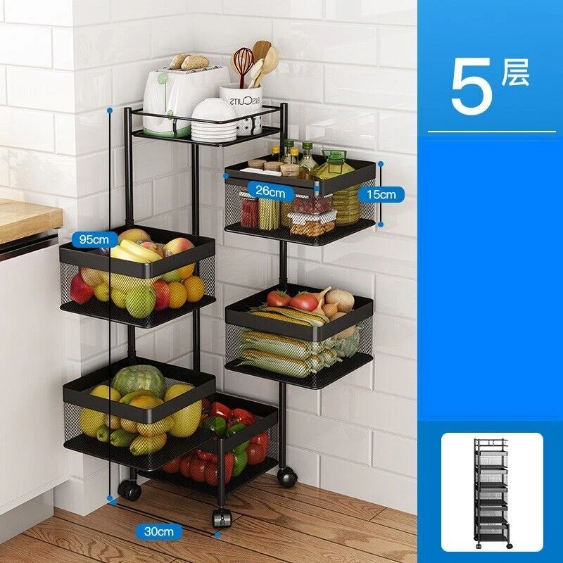 Round and Square Layered Shelf Storage Rack Kitchen Rotating