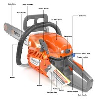 62cc Gas Powered Chainsaw with 20'' Guide Bar Saw Chain 2-Stroke Engine Cut Wood 4