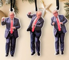 Trump Dancing Ornament Set of 3 - 3.25" MAGA Dance Christmas 2024 Decor Fun Gift