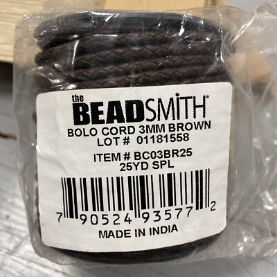 Beadsmith Bolo Cord 3mm 25 Yards Brown Leather NEW