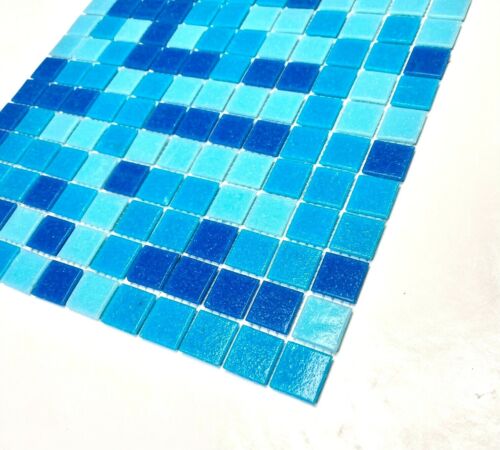 1x1 Pool Blue Spa Navy mix Glass Mosaic Wall and Floor Tile Pool (BOX OF 10) - Picture 4 of 4