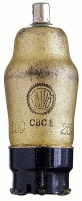 CBC1 Doppel-Diode-Triode ''gut''. Eine historische Radioröhre von Valvo, goldfarbe