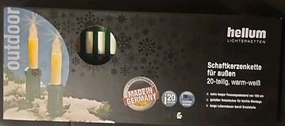 Hellum Schaftkerzen Lichterkette außen, 20 Lichter, Teilbarer Stecker