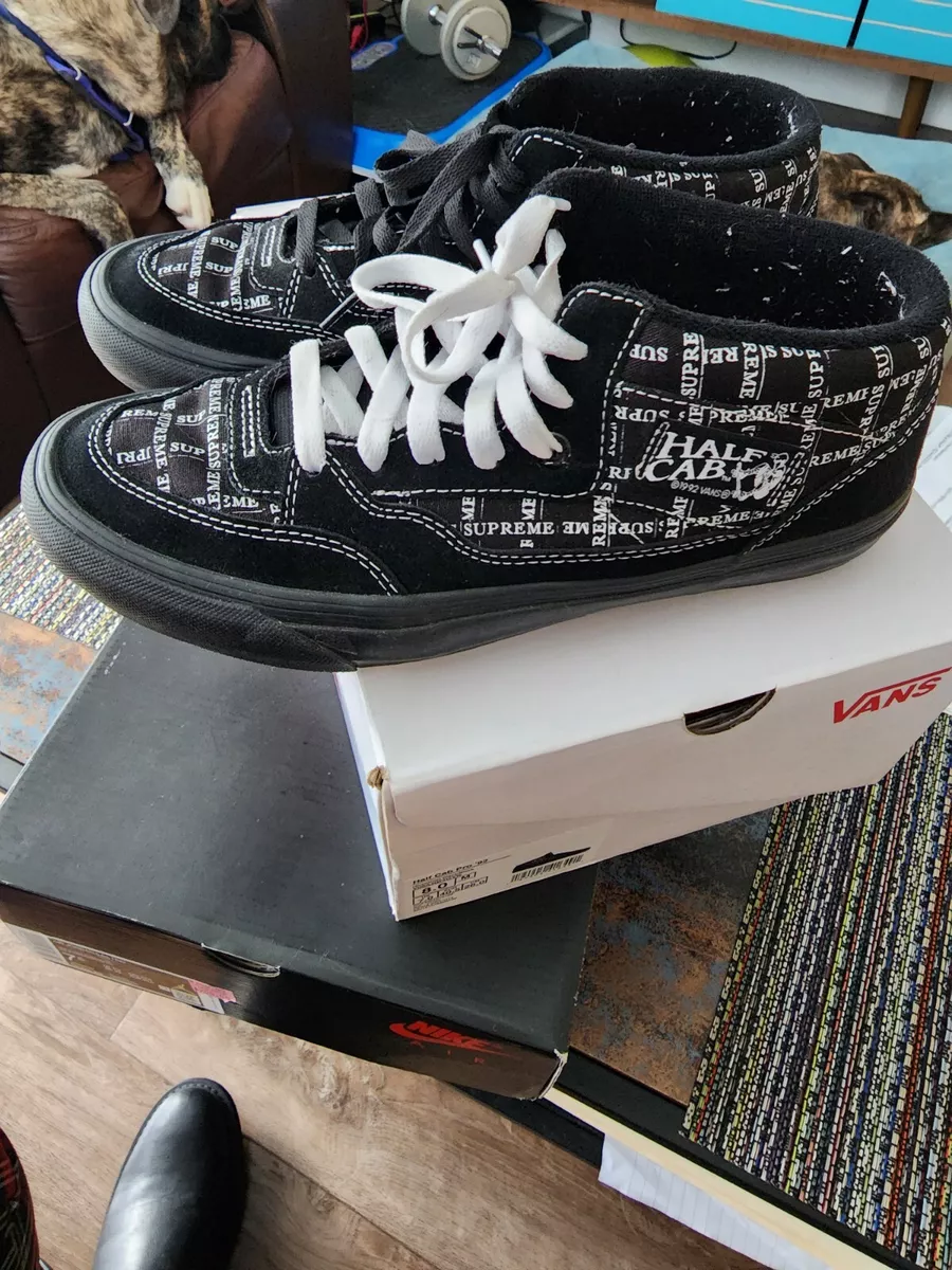 Size 8 - VANS Half Cab Pro 92 x Supreme Logo Pattern - Black 2020