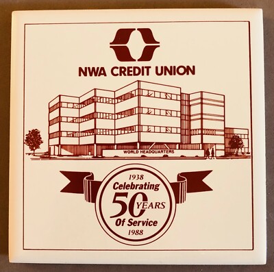 Northwest Airlines Credit Union Ceramic Coaster Cork Back