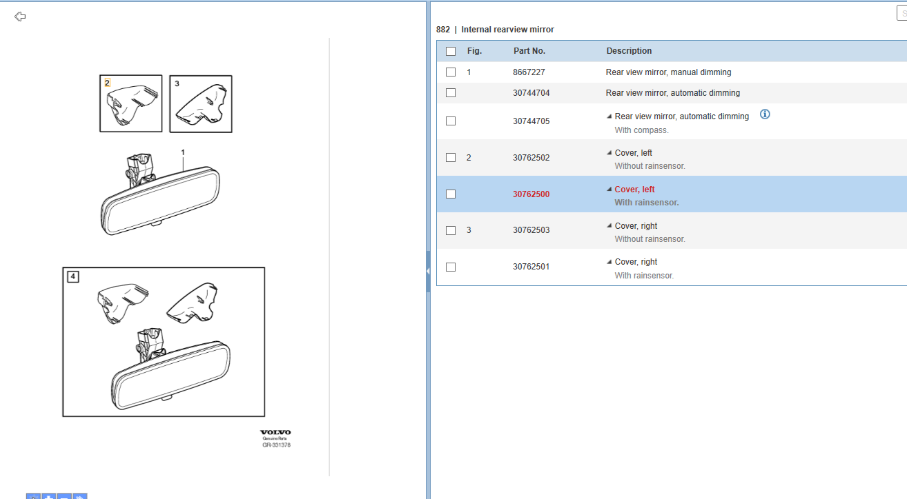 New Genuine Volvo C30 C70 S40 V50 Left Drivers Inner Door Mirror  
