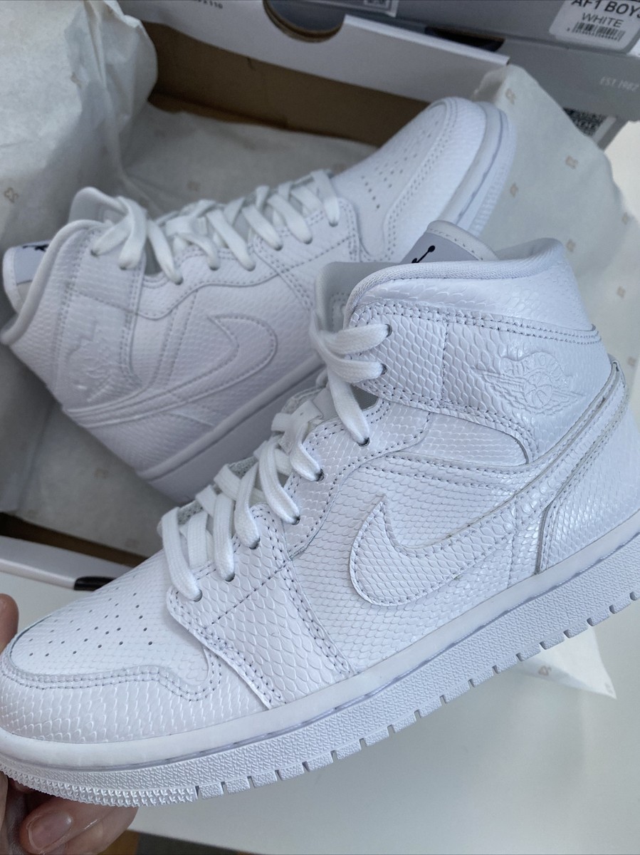 Nike Air Jordan Mid Triple White Snakeskin UK EU UK