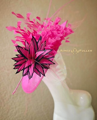 Aimee Fuller Hot Pink Kentucky Derby Hat Black Royal Ascot Fascinator Del Mar