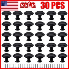 30 Pack Matte Black Kitchen Cabinet Knobs Round Drawer Pulls Stainless Steel